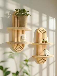 1/2 Chiếc Kệ Treo Tường Bằng Gỗ Hiện Đại Kiểu Vòm Tối Giản, Kệ Để Cây Hình Học, Giá Để Nến, Kệ Trưng Bày Vật Dụng Nhỏ, Kệ Trang Trí Phòng Ngủ, Phòng Khách, Nhà Bếp, Quà Tặng Tân Gia, Kệ Lưu Trữ - Nhiều màu - Xem 2