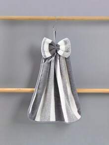 3pcs/Pack Coral Fleece Creative Striped Bow Soft Absorbent Hand Towels With Hanging Loop Dish Cloths Kitchen Towel - Multicolor - View 3