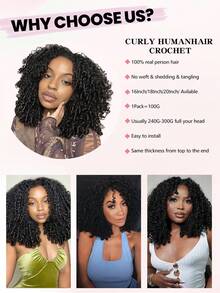 Boho Braids 波西米亚风辫子真人钩编发，100%真人发丝，缅甸卷曲羽毛线，微环钩编真人发接发，16/18/20英寸，100克/50克 - SNatural - 查看 11