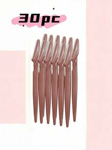 Multicolor Eyebrow Razor Set 5/12/24/30Pcs Women Face Dermaplaning Tool Portable Facial Hair Remover Shaping Tweezers Kit For Travel Personal Care Gift For Her - Redwood - View 12