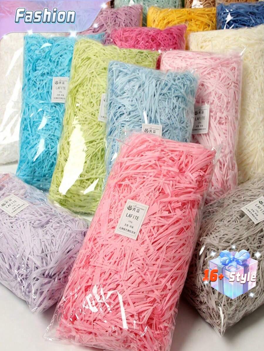 1 Kemasan 50/100g Serutan Kertas Rafia Warna Campuran, Pengisi Kotak Hadiah untuk Kembali ke Sekolah - MultiWarna - View 1