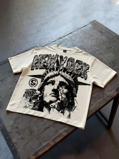 Manfinity EMRG 男士圆领卡通字母印花休闲百搭日常短袖T恤