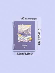 1 PC A5 Size Thick Loose-Leaf Notebook Oil Painting Scenery Coil Student Notebooks 60 Pages Cute Notebook With Detachable Pages For School, Journaling, School Supplies,Back To School - Multicolor - View 2