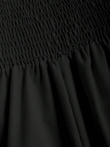 Sweetra Solid Color High Split Casual Vacation Spaghetti Strap Midi Dress Maxi Women Outfit Formal Dress Women Elegant Outfits Black Dress - Black - View 4