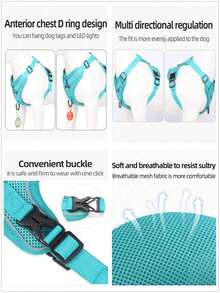 Reflective Pet Harness And Leash Set For Dog & Cat, Escape Proof Adjustable Small Dog Harness With Soft Mesh - Green - View 9