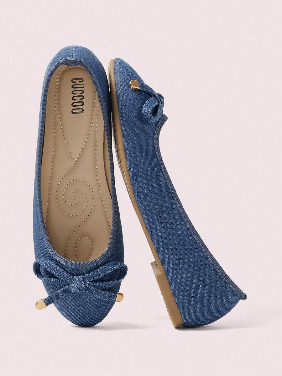 CUCCOO DOLLMOD 小蝴蝶结可爱女士平底鞋 - 藍色 - 查看 1