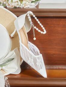 CUCCOO HITCHD 女士尖头搭扣设计时尚高跟鞋，适合日常穿着 - 白色 - 查看 6