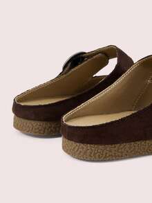 CUCCOO DOLLMOD Ladies Brown Suede Metal Buckle Mary Jane Slippers, Cute Daily Soft Cute Casual Closed Toe - Brown - View 4