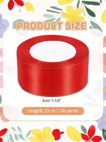 1 PC Multicolor Gift Wrapping DIY Crafts Bow Making Hair Accessories Double Gold Edge Satin Ribbon Wedding Party Holiday Decoration Supplies Handmade Material Event Decor Ribbons - red - View 3