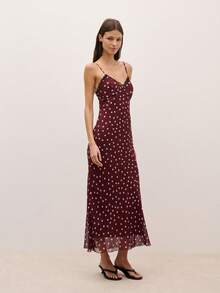 Nöista Women's Polka Dot And Lace Spaghetti Strap Dress - Brown - View 3