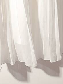 SHEIN PETITE 女士时尚优雅通勤百搭雪纺拼接A字褶裙，夏季 - 白色 - 查看 6