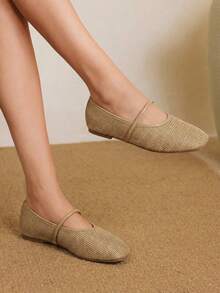 Styleloop 女士鞋履 假日风编织鞋 面条带女士平底鞋 假日风穿搭 波西米亚风穿搭 美式复古风 波西米亚风 西部风 音乐节穿搭 派对穿搭 平底女鞋 - 棕色 - 查看 2