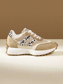 Women's Stylish Black Sneakers - Fashionable & Comfortable Daily Casual Shoes - Beige - View 2