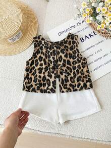 SHEIN Babygirl Casual Cute Versatile Leopard Print Camisole - White - View 1