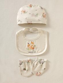 SHEIN New Born Baby Gift Set, Spring/Summer New Arrival Layette Set, Newborn Infant Romper Outfit New Born Clothes Set Newborn Clothes Set Baby Gifts - Khaki - View 4