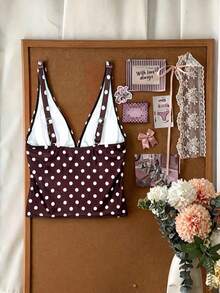 Elavelle 女士随机印花深V领吊带比基尼上衣，春夏款 - 彩色 - 查看 2