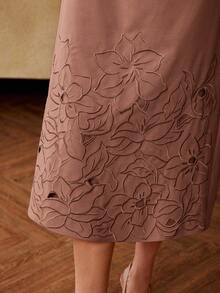 MOTF PREMIUM WOMEN'S EMBROIDERED STRAPLESS MIDI DRESS FOR WINTER DATES - Dusty Pink - View 2
