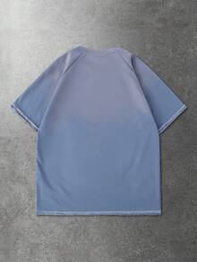 ROMWE MEN Grunge Punk Men's T-Shirt With Street American Design, Splatter Paint Horse Effect T-Shirt - Mauve Purple - View 5