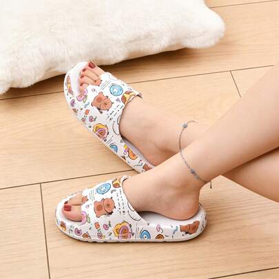 Pantuflas Mujer 2026,Chanclas antideslizantes para mujer para exteriores, Pantuflas de EVA para mujer para el verano, protección antibacteriana para los pies, ligeras y suaves, diseño lindo de carpincho de dibujos animados, adecuadas para interiores, dormitorio, baño, exteriores, playa