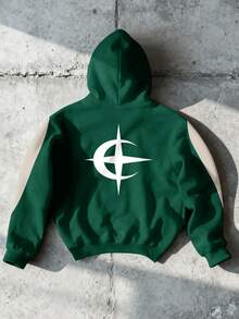 Manfinity EMRG Sudadera con capucha de manga larga con estampado gráfico de arte callejero, sudadera informal de otoño para hombres - Multicolor - Ver 2