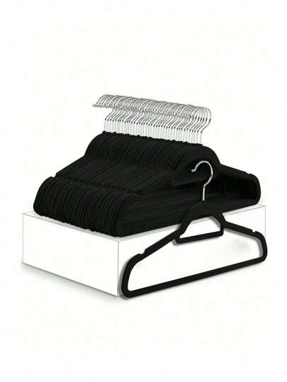 10 piezas Perchas de lujo con terciopelo antideslizante, ultra delgadas y ahorradoras de espacio - Gancho giratorio negro de alta resistencia adecuado para ropa, trajes, blusas, corbatas, camisas, faldas y pantalones. Organización, básicos, Día de San Valentín, Boda de San Valentín, Cumpleaños