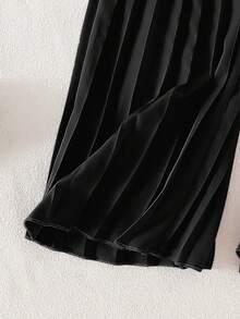 SHEIN Elladie kids 女童（小号）优雅黑色无袖西装背心和阔腿裤两件套，精致职业装，时尚百搭 - 黑色 - 查看 4