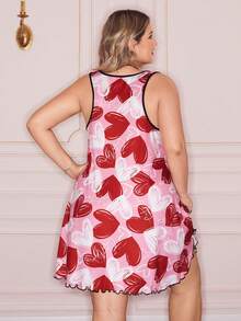 Slumberry CURVE INS Cute Colorblock Heart Patchwork Loose Knit Comfortable Plus Size Nightgown - Multicolor - View 2