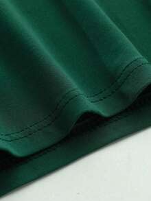 男童短袖圆领T恤，字母印花，橄榄绿，街头风，百搭春夏时尚单品 - 墨綠色 - 查看 3