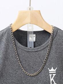 SHEIN Genkimix Kids Bộ đồ mùa hè dễ thương gồm áo không tay cổ tròn in họa tiết và quần short. - Màu xám đen - Xem 3