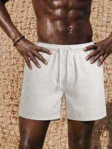 Manfinity KASUA Quần short đi biển cạp rút in họa tiết đầy đủ mùa hè cho nam, phong cách Hawaii - Màu Khaki - Xem 4