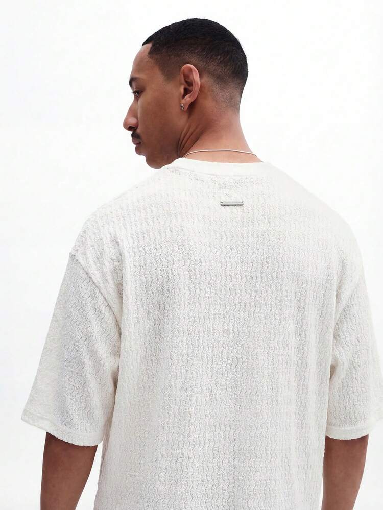 SUMWON Men's Cream Oversized Short Sleeve Crew Neck T-Shirt Regular Fit Casual Knit Top Daily Wear Relaxed Style Summer Essential, Men T Shirt, Mens Tee Shirts, Cotton T Shirt Men, Plain T Shirt For Men, Plain T Shirts