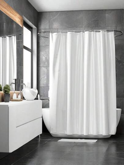 1 Pure White Shower Curtain, Made Of Peva Material Waterproof And Mildew-Proof, Minimalist Bathroom Decor Suitable For Bathrooms, Toilets And Hotels