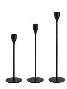 3件套桌面优雅电镀银金金属烛台套装，婚礼中心摆件，家居装饰，派对现代复古奢华风格 - A - 查看 9