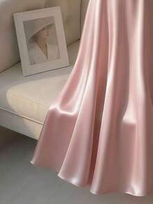 SHEIN Franclia Đầm slip satin bóng mượt đính ngọc trai thanh lịch dành cho nữ, thích hợp cho công sở, tiệc tùng và các buổi gặp mặt. - Màu Hồng baby - Xem 3