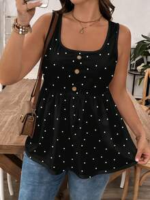 SHEIN LUNE Áo kiểu chấm bi dáng rộng dành cho nữ, thích hợp mặc đi chơi và hẹn hò. - Nhiều màu - Xem 3
