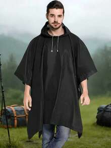 1PC Waterproof Raincoat Poncho Reusable With Hood Lightweight Packable For Travel Outdoor Hiking Camping Men Women Adult Emergency Gear - Multicolor - View 3