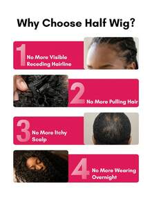 QUICK WEAR Pixie Curly Half Wig Human Hair 3 In 1 Seamless Flip Over Half Wigs Human Hair Glueless Wigs With Front Pixie Curly Hair Natural Black Wear And Go Beginner Friendly Human Hair Drawstring Headband Wig For Women - Natural Black - View 8