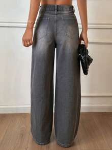 DAZY Women's Regular Waist Loose Straight Leg Casual Jeans - Grey - View 5