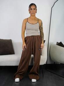 SAYEHFBABY 休闲灰色宽松直筒裤 - 棕色 - 查看 1