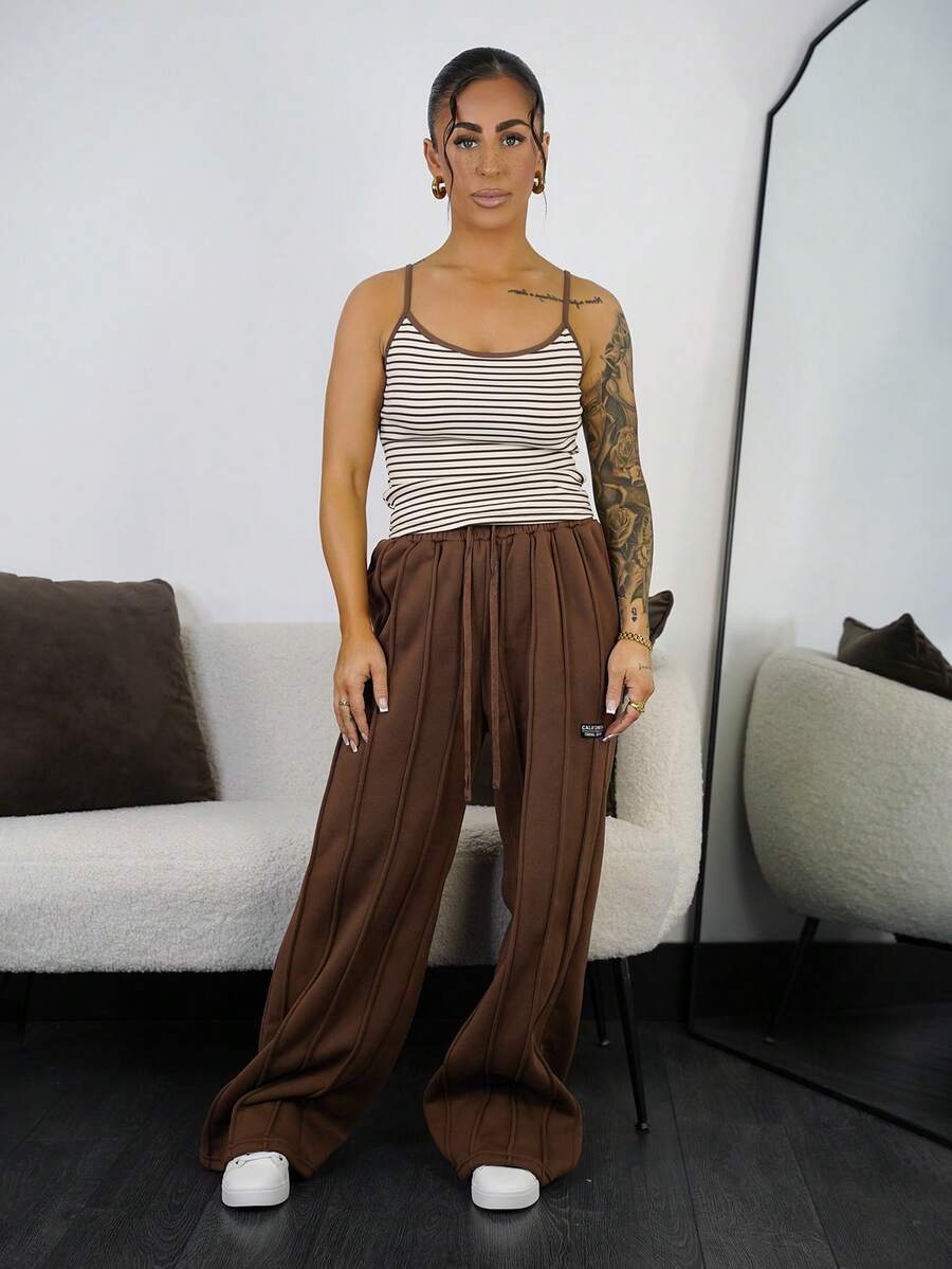 SAYEHFBABY 休闲灰色宽松直筒裤 - 棕色 - 查看 1