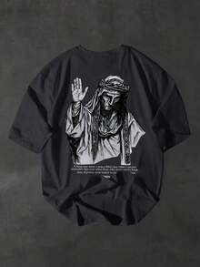 Manfinity Dauomo Men's Short Sleeve T-Shirt With Round Neck And Cartoon Print, For Summer. - متعدد الألوان 10 - مشاهدة 2