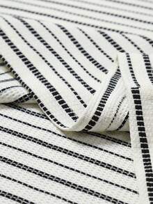 Manfinity Homme Men's Striped Casual Versatile Commuting Short Sleeve Polo Shirt - Black and White - View 5