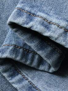 DAZY Women's Denim Jacket With Collar & Belt, Waist Cinched, And Loose Fit Jeans Set, Casual City Style - Medium Wash - View 7