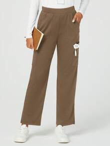 TaskEZ Pantalones de uniforme de unicolor con múltiples bolsillos - Caqui - Ver 1