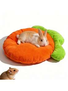 Carrot Shape Guinea Pig Bed, Small Pet Cave Bed, Warm Cozy Rabbit Hideout, Soft Plush Hedgehog Hamster Squirrel Nest House, Indoor Cage Sleeping Mat Accessory - Multicolor - View 9