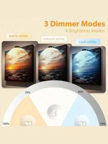 1/3/4/5/6pcs Wireless Metal Wall Lamp, LED Painting Light, Battery Powered, Wireless LED Painting Lamp, Magnetic Wireless Wall Light, Wireless Spotlight, Dimmable Display Light With Remote Control, 3 Lighting Modes, Suitable For Frames, Artworks, Portraits Display, Remote Control Wall Light - نموذج ثلاثة ألوان - مشاهدة 6