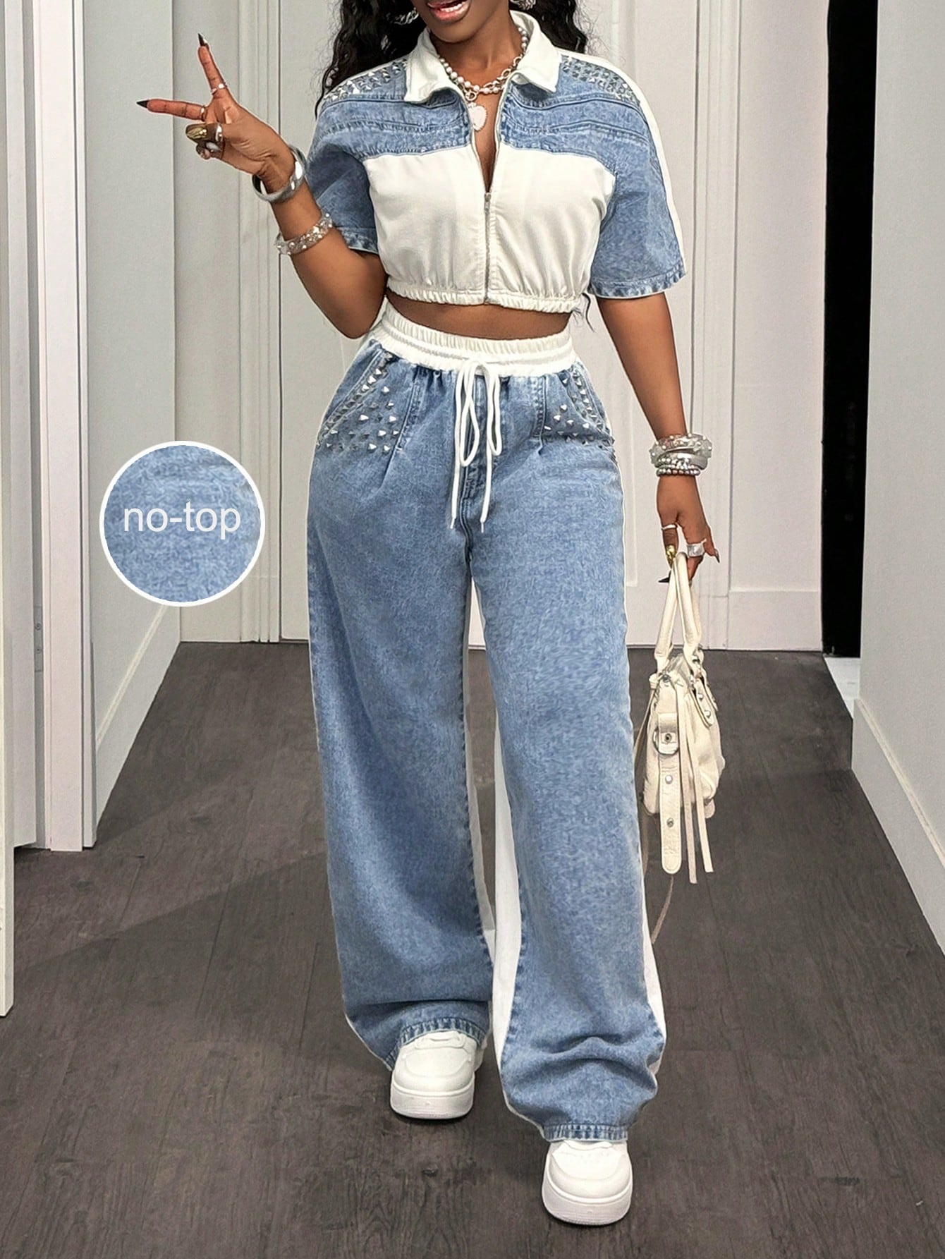 Slaydiva جينز نسائي كاجوال للاستخدام اليومي مع تفا...