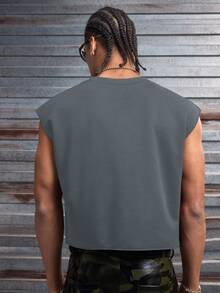 AXEPEAK Tank Top Polos Kasual Pria, Serbaguna untuk Musim Panas - Grey - View 2