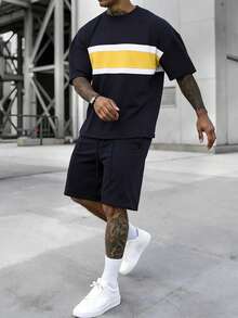 Manfinity Homme Men's Navy Blue Spring/Summer Mature T-Shirt Set - Multicolor - View 1