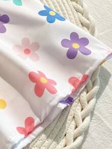 SHEIN Playful Pals 女童碎花夏季新款时尚Polo领露背吊带束腰甜美休闲度假连衣裙 - 白色 - 查看 7